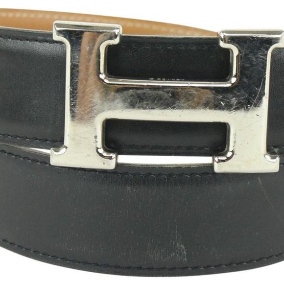 Hermès 32mm Reversible H Logo Belt Kit Black x Brown x Silver 929her87 - Picture 1 of 12
